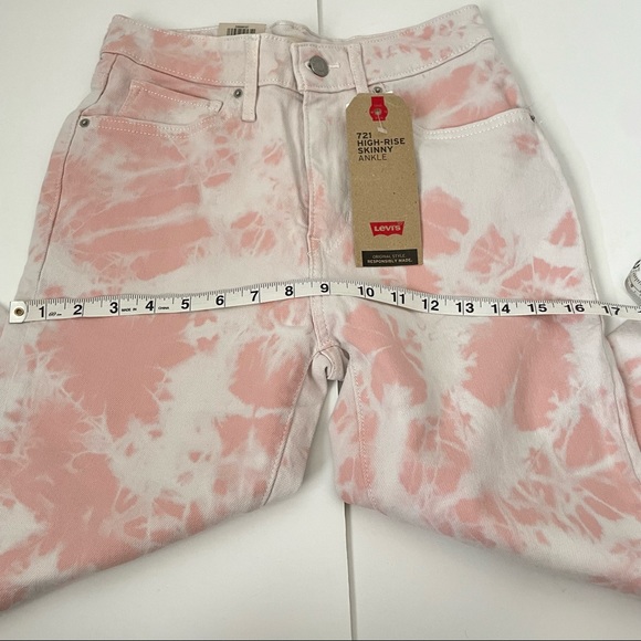 NWT Levi’s 721 High Rise Skinny Ankle Pink Tie Dye Jeans Size 27 - Picture 11 of 14
